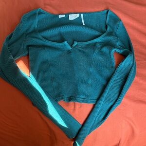 Urban Outfitters Teal Textured Knit Top